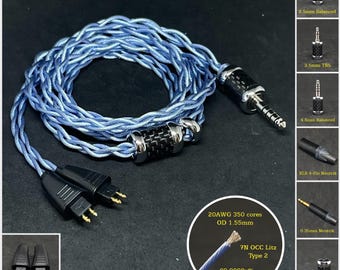 Cable for Fostex TH-900 Silver Plated Copper 7NOCC 20AWG — Custom Length — Custom connectors 2.5mm/4.4mm/3.5mm/6.3mm and 4-Pin XLR Balanced