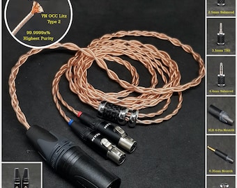 Cable for Audeze LCD2/3/4/X/XC 22AWG 7NOCC Litz Copper - Custom Length - Custom connectors 4-Pin XLR Balanced/2.5mm/4.4mm/3.5mm/6.3mm