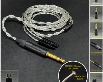 Cable for Sens HD8XX/800/820 -22AWG 7NOCC Silver Plated Copper - Custom Length - Custom Jack 2.5mm/3.5mm/4.4mm/6.3mm and 4-Pin XLR Balanced