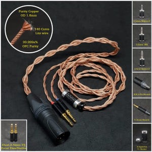 Cable for Focal Elex/Stellia/Celestee OFC Purity Copper - Custom Length - Custom connectors 4-Pin XLR Balanced/2.5mm/4.4mm/3.5mm/6.3mm