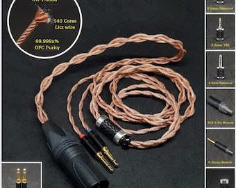 Cable for Focal Elex/Stellia/Celestee OFC Purity Copper - Custom Length - Custom connectors 4-Pin XLR Balanced/2.5mm/4.4mm/3.5mm/6.3mm