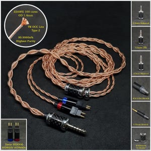 Cable for HD6XX/HD600/HD650/HD660s 22AWG 7NOCC Litz Copper - Custom Length - Custom connectors 4-Pin XLR Balanced/2.5mm/4.4mm/3.5mm/6.3mm