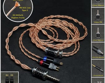 Cable for HD6XX/HD600/HD650/HD660s 22AWG 7NOCC Litz Copper - Custom Length - Custom connectors 4-Pin XLR Balanced/2.5mm/4.4mm/3.5mm/6.3mm