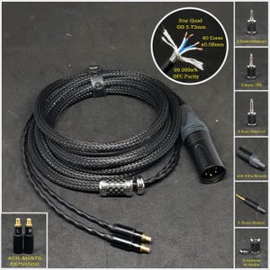 Cable for ATH-MSR7B/SR9/ES750/ES950/ES770H - Custom Length - Custom connectors 2.5mm/3.5mm/4.4mm/6.3mm and 4-Pin XLR Balanced