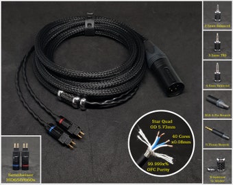 Sennheiser HD6XX/HD600/HD650/HD660s - Aangepaste lengte - Aangepaste connectoren 2,5 mm/3,5 mm/4,4 mm/6,3 mm en 4-pins XLR gebalanceerd