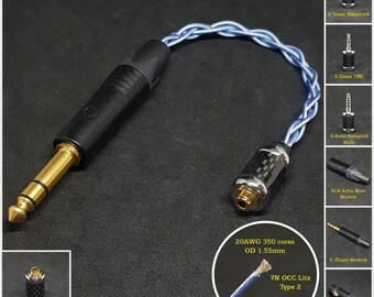 Cabo adaptador balanceado de 2,5 mm - Converta para 3,5 mm/6,35 mm (1/4") de extremidade única - 4 pinos XLR/4,4 mm balanceado - 20AWG cobre banhado a prata 7N OCC