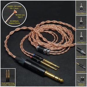 Cable for Meze 99 Classic and 109 Pro 22AWG 7NOCC Litz Copper - Custom Length - Custom connectors 4-Pin XLR Balanced/2.5mm/4.4mm/3.5mm/6.3mm