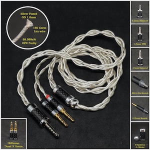 Cable for Arya/Sundara/Ananda/Susvara OFC Silver Plated Copper- Custom Length - Custom connectors 4-Pin XLR Balanced/2.5mm/4.4mm/3.5mm/6.3mm