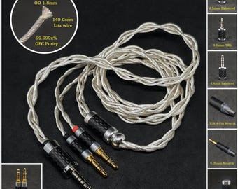 Cable for Arya/Sundara/Ananda/Susvara OFC Silver Plated Copper- Custom Length - Custom connectors 4-Pin XLR Balanced/2.5mm/4.4mm/3.5mm/6.3mm