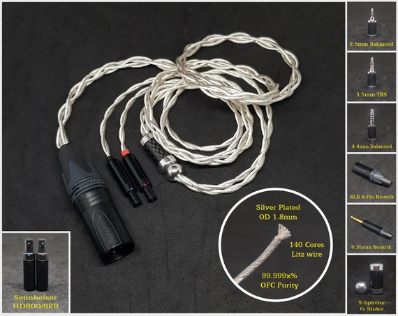 Cable for Sens HD8XX HD800 HD820 OFC Silver Plated Copper Custom