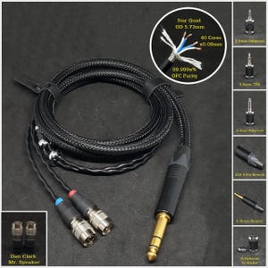 Cable for Mr. Speakers / Dan Clark Audio Ether, Aeon, & Alpha Series  - Custom Length, Connector 2.5mm/3.5mm/4.4mm/6.3mm and 4-Pin XLR BAL
