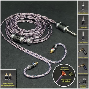 Cable for Sennheiser IE300/600/900 Pure Copper 7N OCC Litz 21AWG - Custom Length - Custom Terminal Jack Balanced 4.4mm/2.5mm and 3.5mm SE