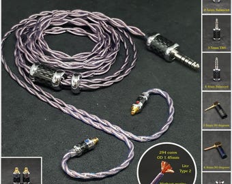Kabel voor Sennheiser IE300/600/900 puur koper 7N OCC Litz 21AWG - aangepaste lengte - aangepaste aansluiting: gebalanceerd 4,4 mm/2,5 mm en 3,5 mm SE