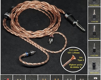 Aangepaste kabel voor inear-monitor - zuiver OCC-koper - connector 2-pins 0,78 mm/MMCX/Sens IE80/IE40Pro/IE100/IE300/ATH-E40/E50/IM50/IM70 en meer