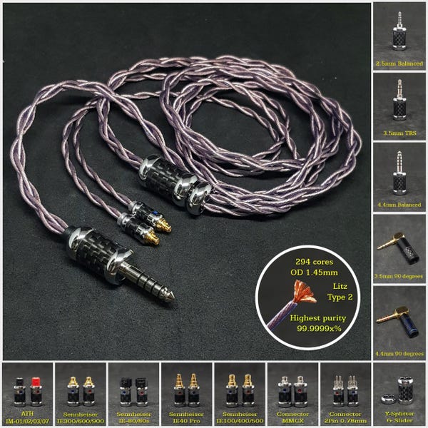 Cavo personalizzato per monitor InEar 7NOCC 21AWG Rame - Connettore 2Pin 0.78/MMCX/Sens IE80/IE40/IE100/IE300/IE600/ATH-E40/E50/IM50/IM70 e altro