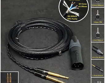 Cable for Meze 99 Classic/Liric/Noire/Neo and 109 Pro - Custom Length - Custom connectors 4-Pin XLR Balanced/2.5mm/4.4mm/3.5mm/6.3mm