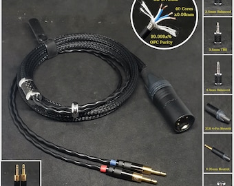 Cable for HD700 Sennheiser - Custom Length - Custom connectors 2.5mm/3.5mm/4.4mm/6.3mm and 4-Pin XLR Balanced