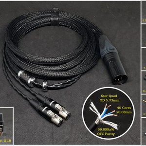 Cable for Audeze LCD-2/3/4/X/XC - Custom Length - Custom connectors 2.5mm/3.5mm/4.4mm/6.3mm and 4-Pin XLR Balanced