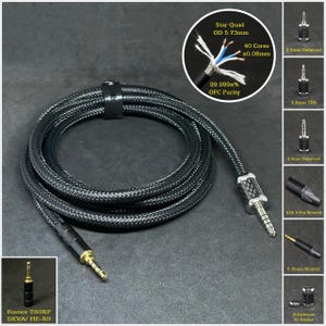 Cable for Fostex T60RP/HifiMan DEVA/HE-R9 - Connector 3.5mmTRRS - Custom Length - Custom Jack 2.5mm/3.5mm/4.4mm/6.3mm and 4-Pin XLR Balanced