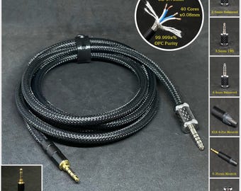 Cable for Fostex T60RP/HifiMan DEVA/HE-R9 - Connector 3.5mmTRRS - Custom Length - Custom Jack 2.5mm/3.5mm/4.4mm/6.3mm and 4-Pin XLR Balanced