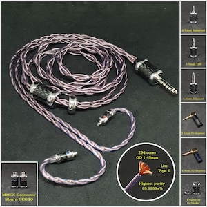 Cable for Sony IER Z1R/M9 - High Pure Copper 7N OCC Litz 21AWG - Custom Length - Custom Terminal Jack Balanced 4.4mm/2.5mm and 3.5mm SE
