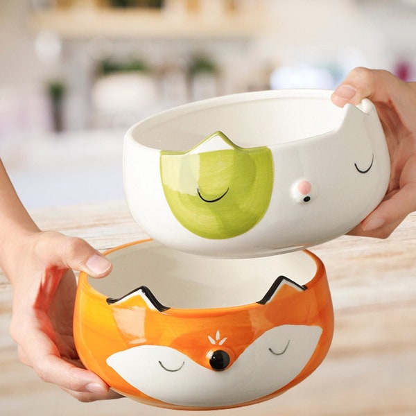 Selection of Animal Food Bowls - Cereal Bowl - Soup Bowl - Breakfast Bowl - Noodle Bowl - Gift for Her - Gift for Him - Kitchen Ware - Fox