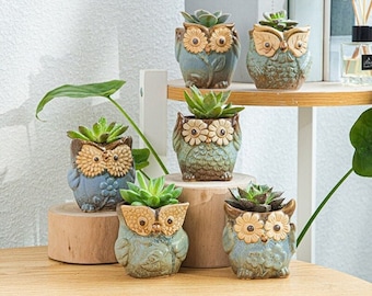 Mini Owl Ceramic Succulent Planter Pot Flower Plant Garden Decor Gift #BZ3 Mini Owl Ceramic Succulent Planter Pot Flower Plant Garden Decor Gift #BZ3