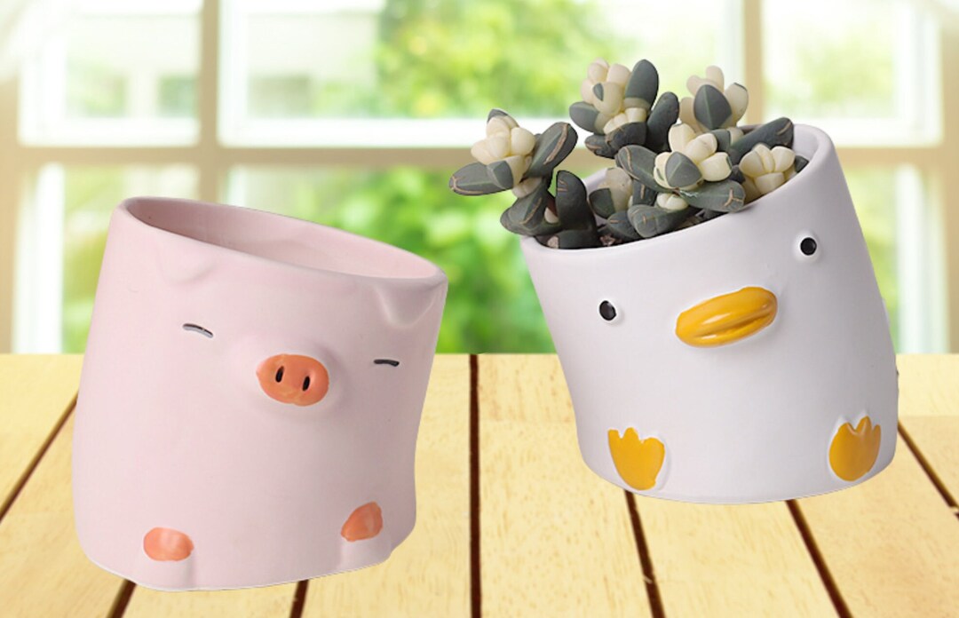 Selection of Mini Ceramic Animal Plant Pots Planter Home Etsy