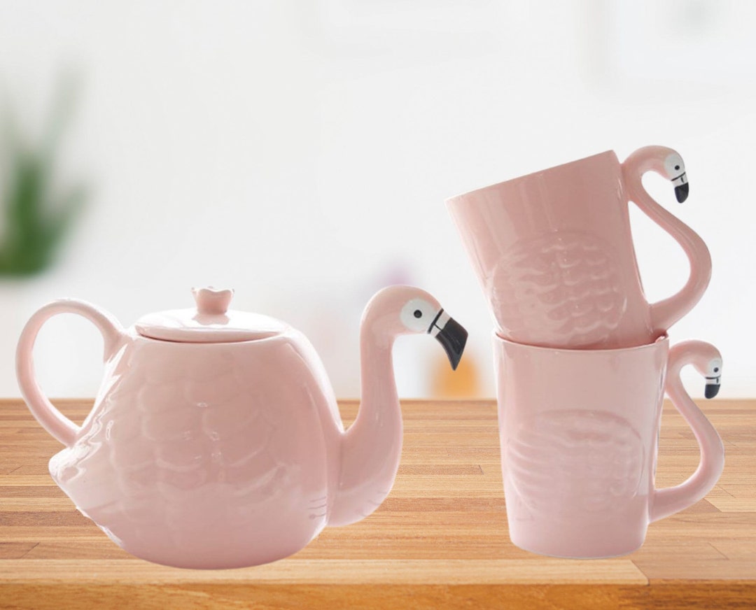 Flamingo Tea Set Teapot Teacup Coffee Mug Kitchen Deco Etsy