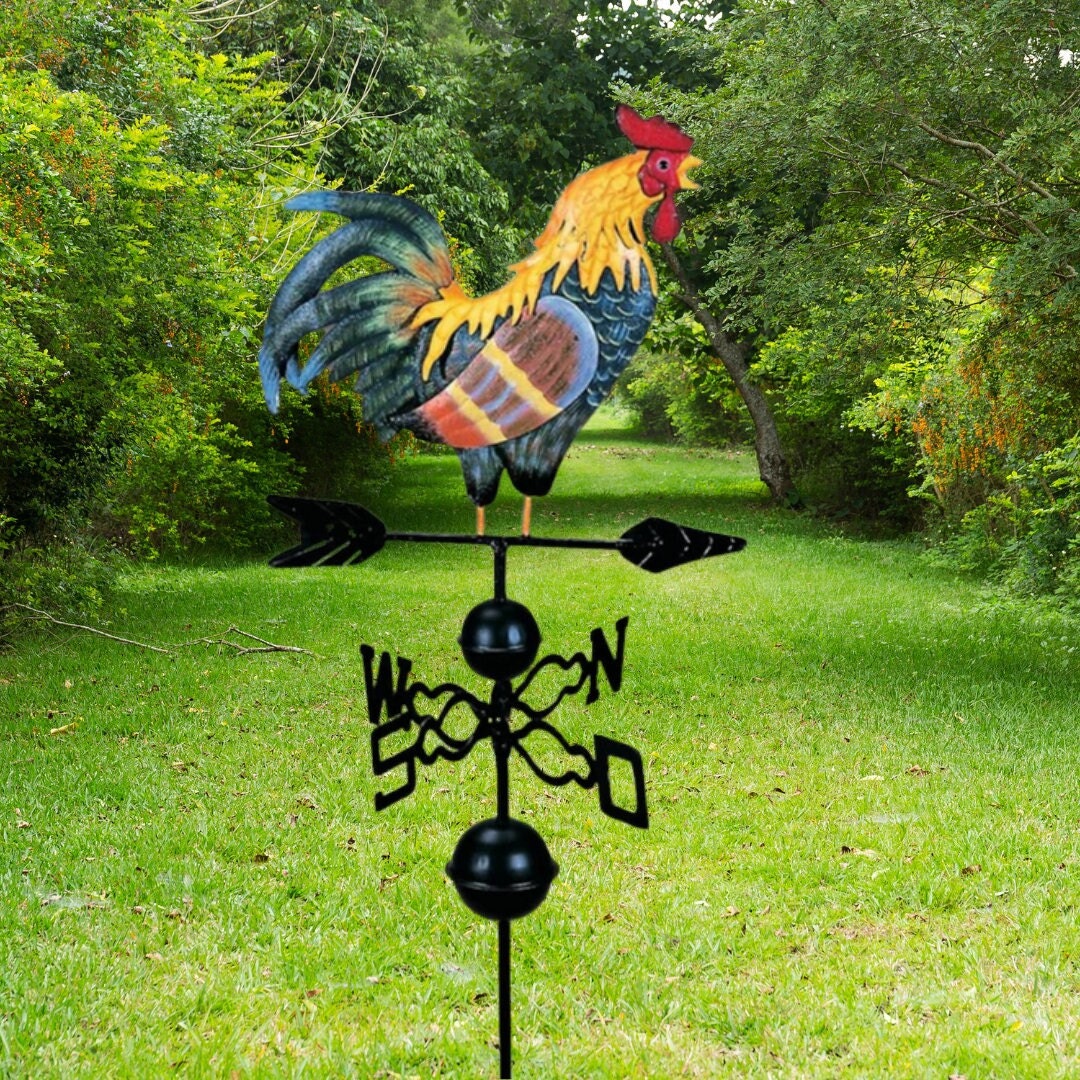 Iron Rooster Weathervane Garden Deco Yard Deco Steel Etsy