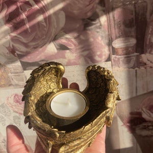 Gold Guardian Angel Wings Candle Holder
