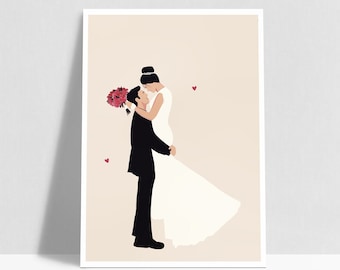 Personalized illustration from photo, pregnancy gift, wedding gift