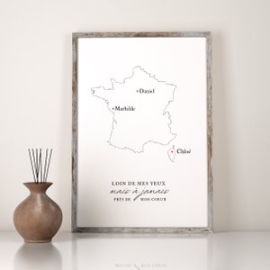 Affiche carte personnalisée pour ami(e)s et famille à distance, cadeau relation longue distance