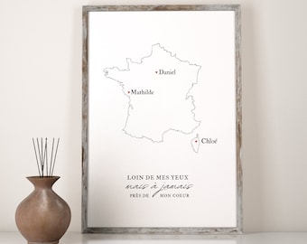 Carte personnalisée pour ami(e)s et famille à distance, cadeau relation longue distance