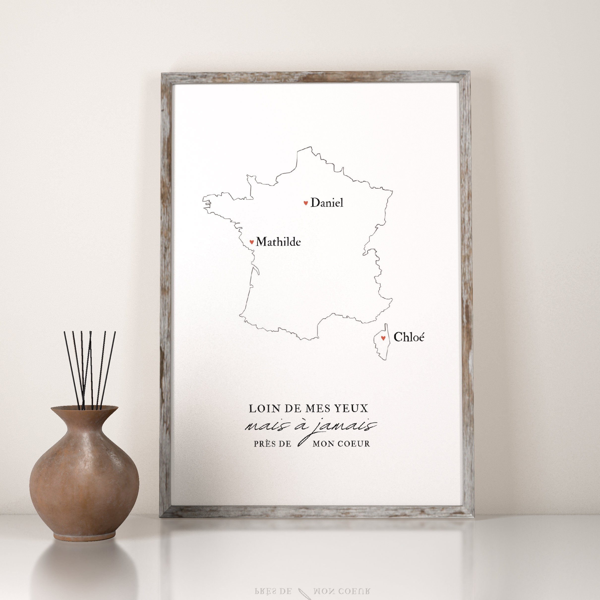 Affiche/Carte Personnalisée Pour Ami(ES et Famille, Amour à Distance