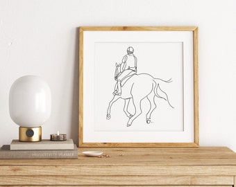 Portrait personnalisé de cheval d'après photo pour une décoration minimaliste