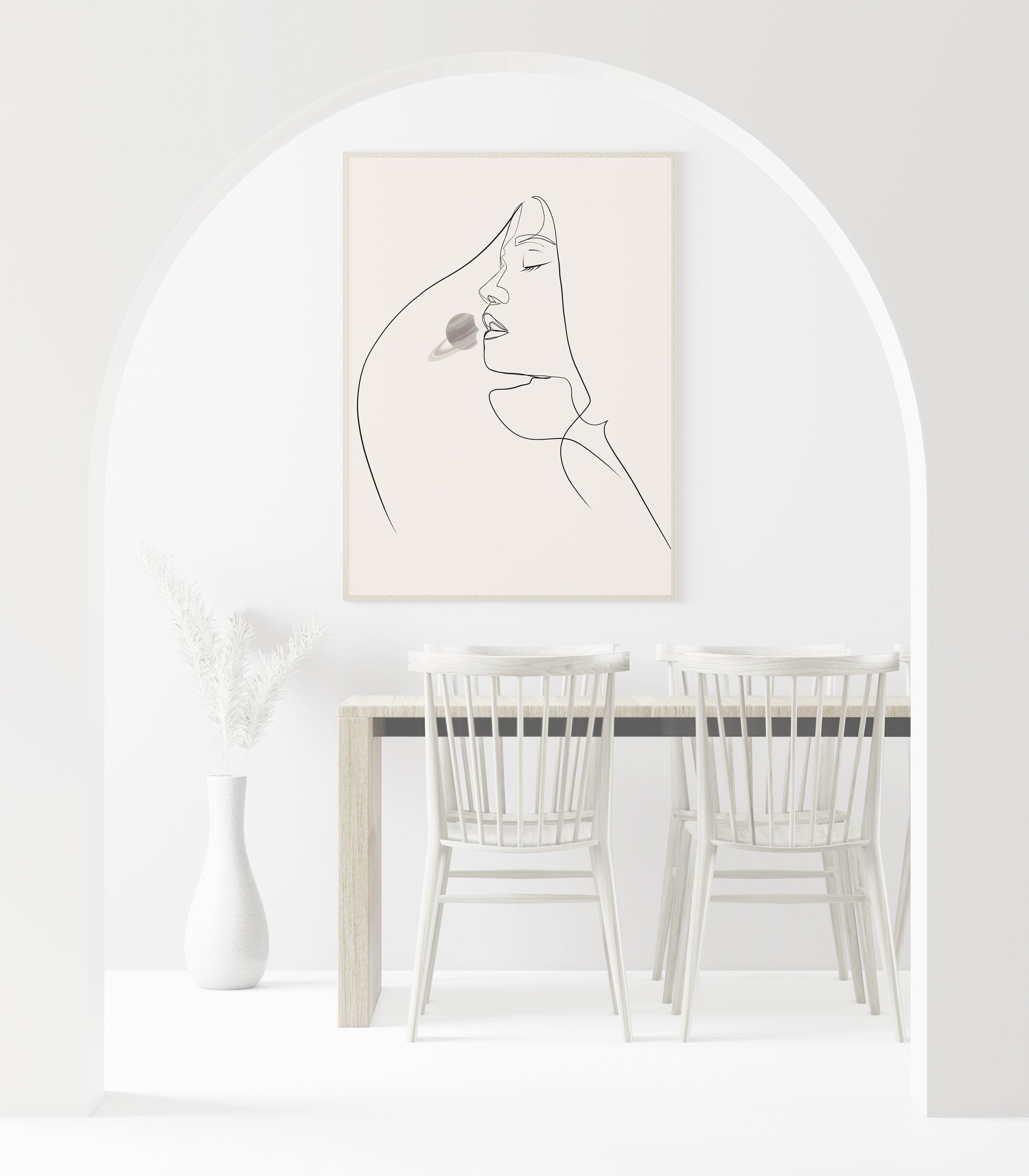 Anneaux de Saturne - Affiche Line Art