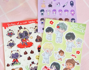 Fanmade Sticker sheets, cult of the lamb, alien stage, Omori
