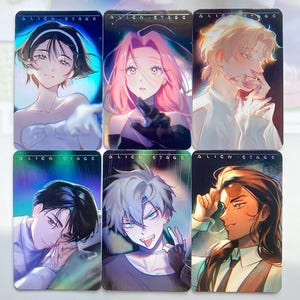 Alien stage photocards, fan merch, fanart, mizisua, ivantill, hyuluka