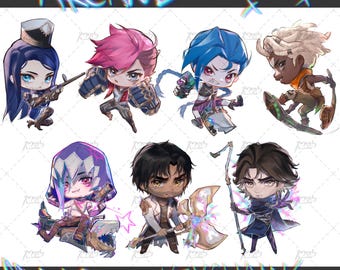 Arcane Keychain charm, holographic Sticker, Vi, Caitlyn, Jinx, Ekko merch