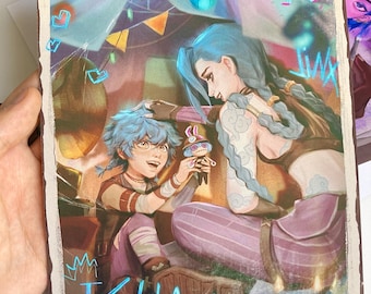 Arcane Prints, Jinx and Isha, Arcane, Ekko and Powder, Vi, Jayvic, Fan merch, Postcards