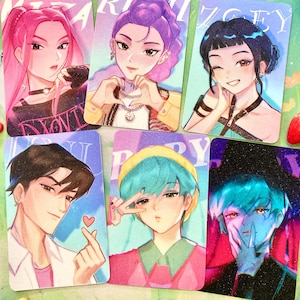 Kpop demon hunters photocards, Rumi, Mira, Zoey, Huntrix, Jinu, Baby saja fan merch