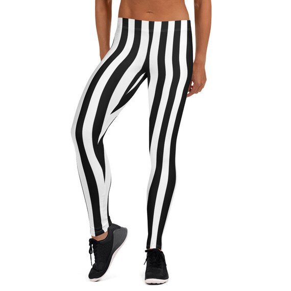 Black and White Striped Leggings | Etsy 