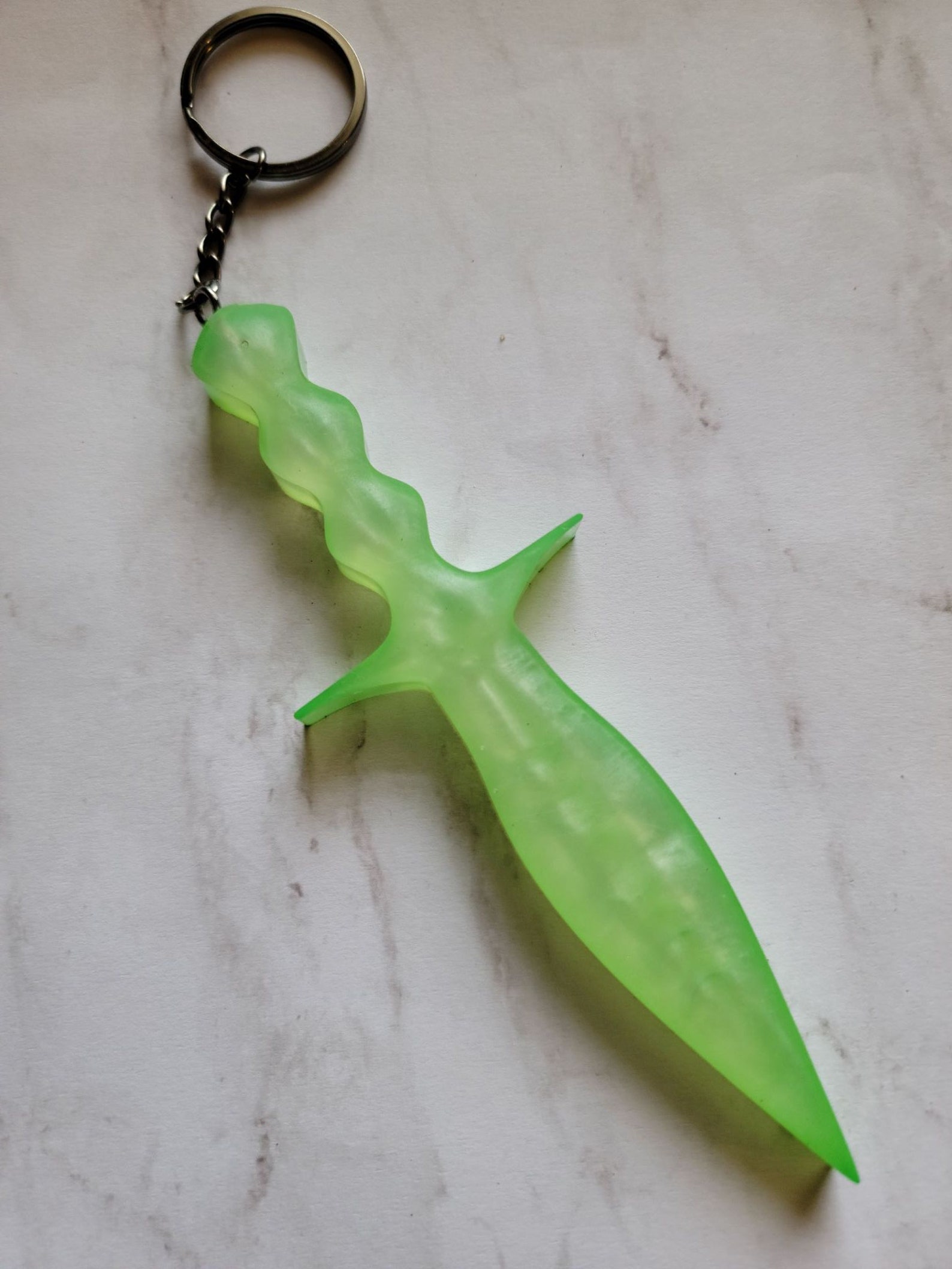 Straight Resin Dagger Keychain Green 100 Resin Beautiful Etsy