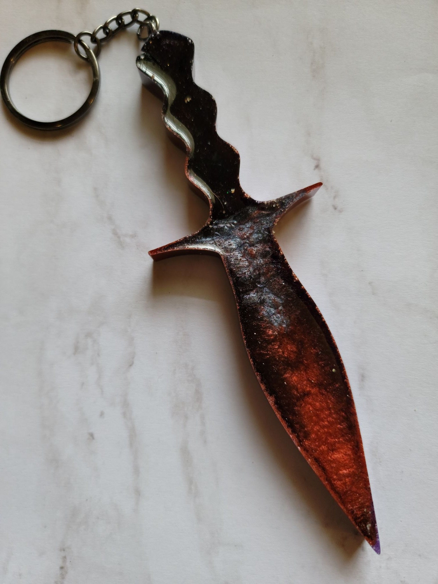 Straight Resin Dagger Keychain Blue Red 100 Resin Beautiful Etsy