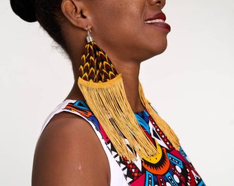 Kolczyki z wyrazistym wzorem | duże kolczyki | kolczyki boho | Modne afrykańskie kolczyki | Ręcznie robione afrykańskie kolczyki | Kolczyki boho w kształcie żyrandola | Zabawne kolczyki