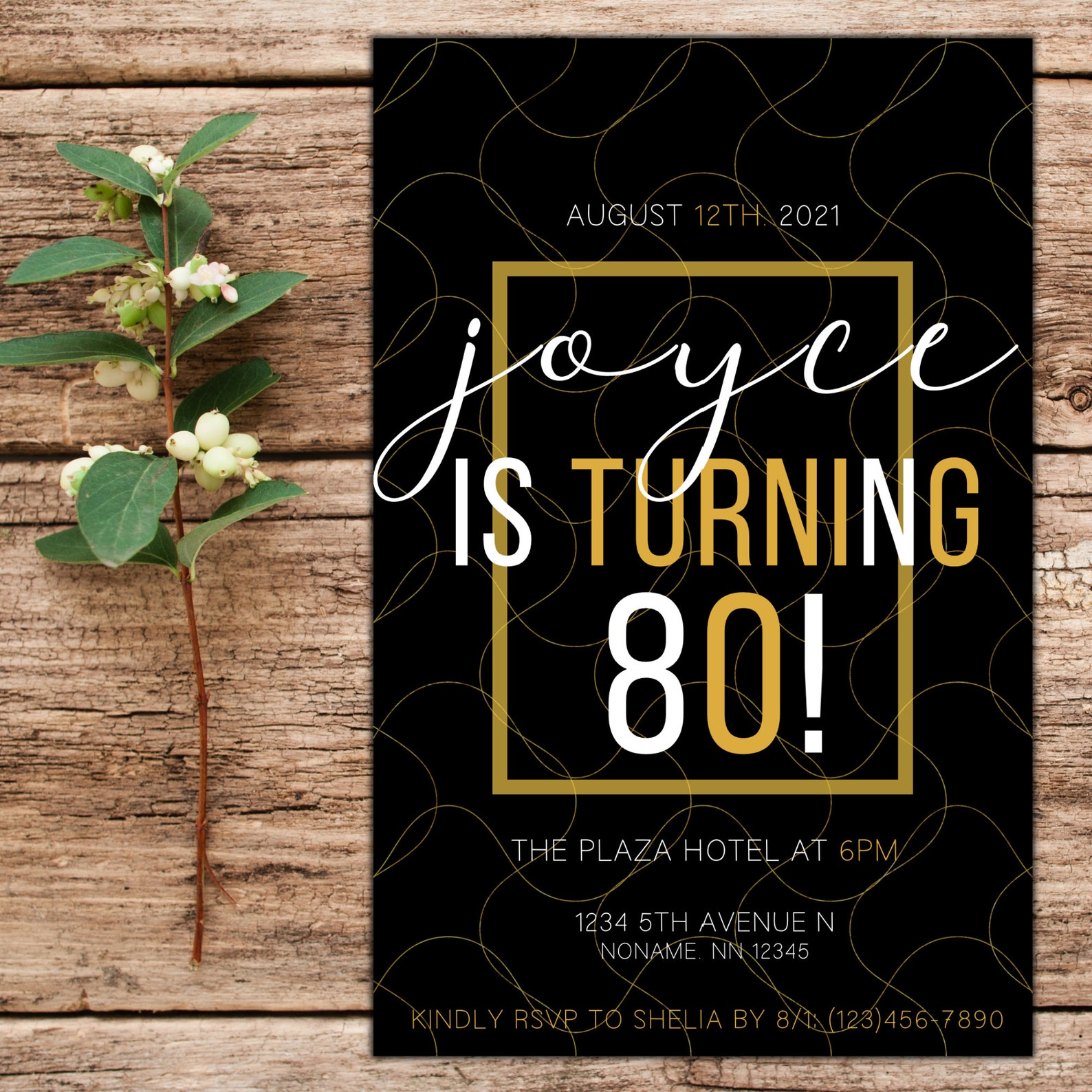 80th Birthday Invitation Any Age Birthday Invitation | Etsy