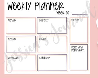 Weekly Planner Notepad | Desk Planner | Tear Off Notepad | Jessica's Journal