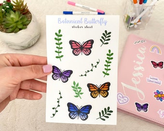 Botanical Butterfly Sticker Sheet |  Journaling Stickers | Jessica's Journal