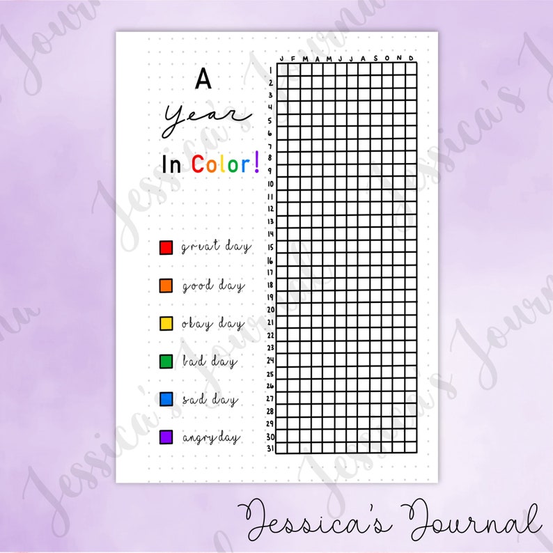 DIGITAL DOWNLOAD PDF A Year In Color Jessica's Journal Spread image 1